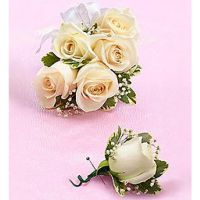 White Rose Corsage & Boutonniere