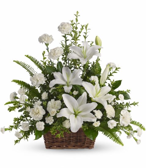 Peaceful White Lilies Basket