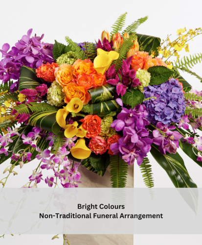 Bright Colours Non-Traditional Funeral Arrangement