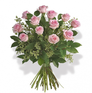 Dozen Hand-Tied Light Pink Roses