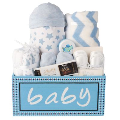 Baby Boy Wooden Keepsake Basket