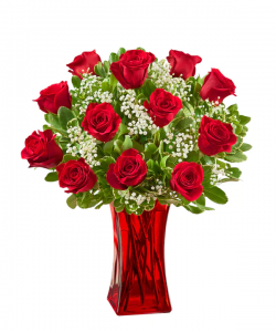 In Love with Red Roses in Vase