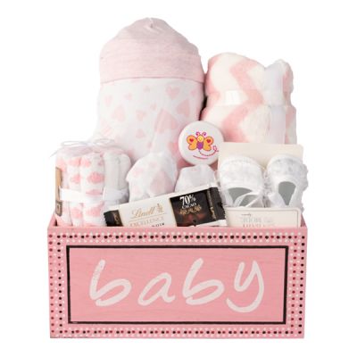 Baby Girl Wooden Keepsake Basket