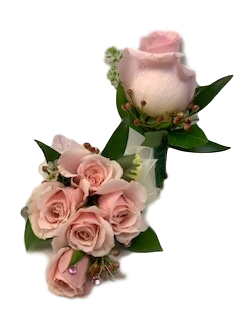 Pink Rose Corsage & Boutonniere