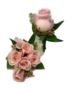 Pink Rose Corsage & Boutonniere