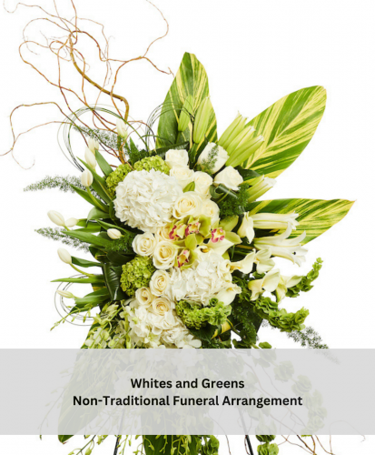 Whites and Greens Non-Traditional Funeral Arrangement
